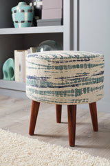 Mason Round Accent Stool Blue and White