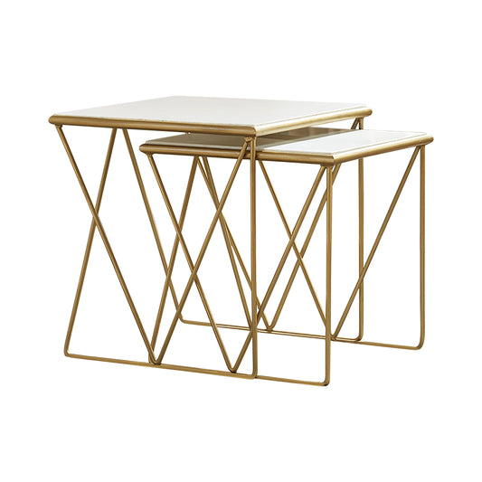 Bette 2-piece Nesting Table Set White and Gold