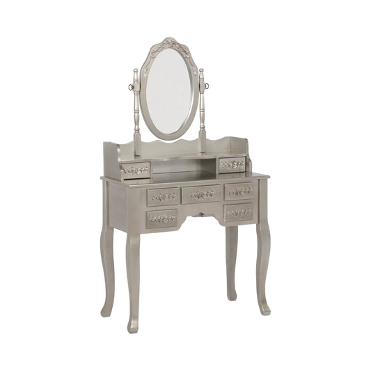 Sabrina 2-piece Vanity Set Metallic Silver and White