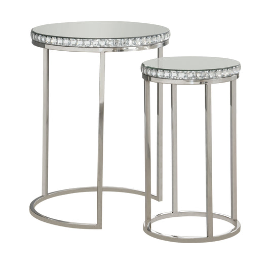 Addison 2-piece Round Nesting Table Silver