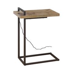 Maxwell Rectangular Top Accent Table with USB Port Weathered Pine