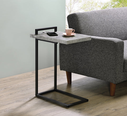 Maxwell C-shaped Accent Table Cement and Gunmetal