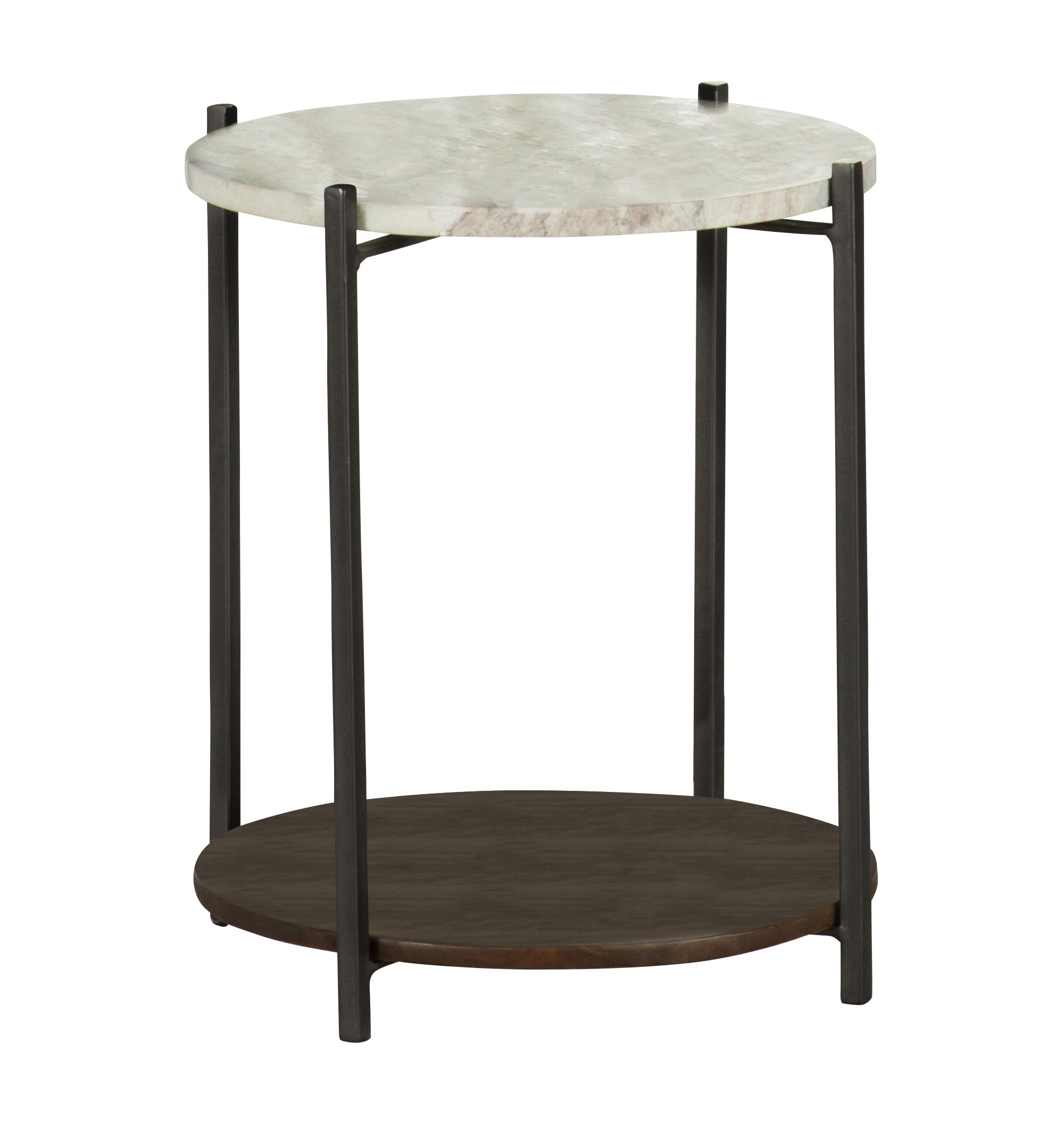 Noemie Round Accent Table with Marble Top White and Gunmetal