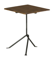 Heitor Square Accent Table with Tripod Legs Dark Brown and Gunmetal