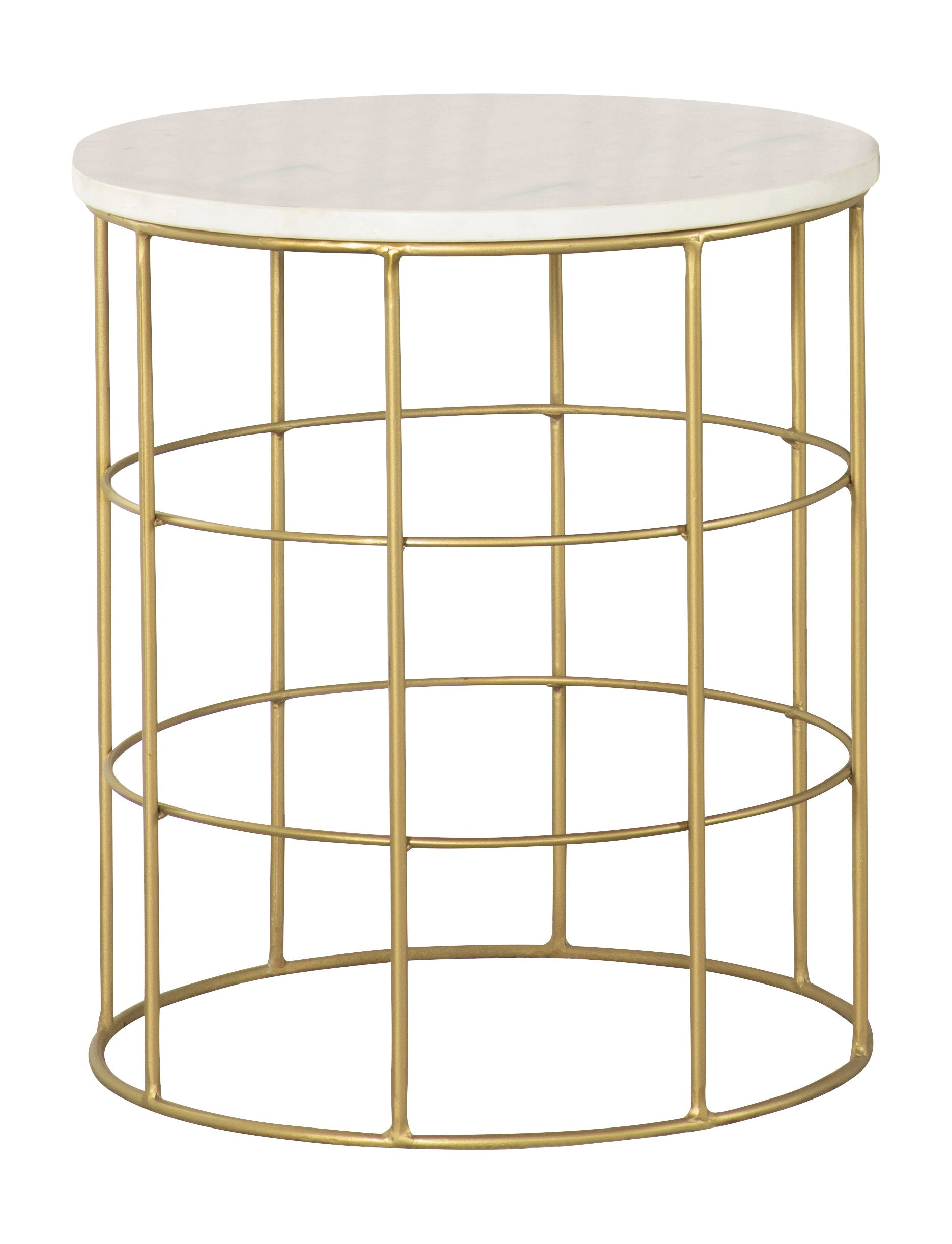 Heloisa Round Accent Table with Marble Top White