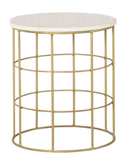 Heloisa Round Accent Table with Marble Top White