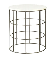 Halona Round Accent Table with Marble Top White