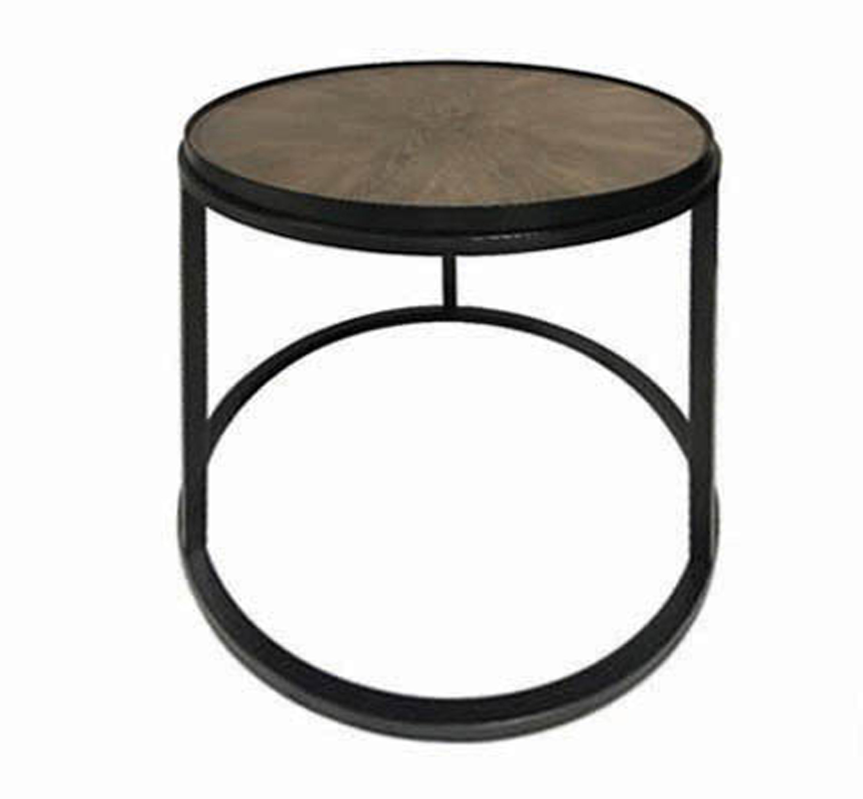 Rodrigo Round End Table Weathered Elm and Gunmetal