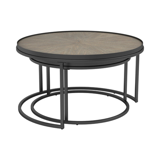 Rodrigo 2-piece Round Nesting Tables Weathered Elm