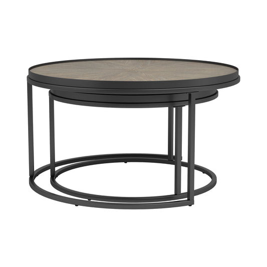 Rodrigo 2-piece Round Nesting Tables Weathered Elm