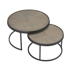 Rodrigo 2-piece Round Nesting Tables Weathered Elm