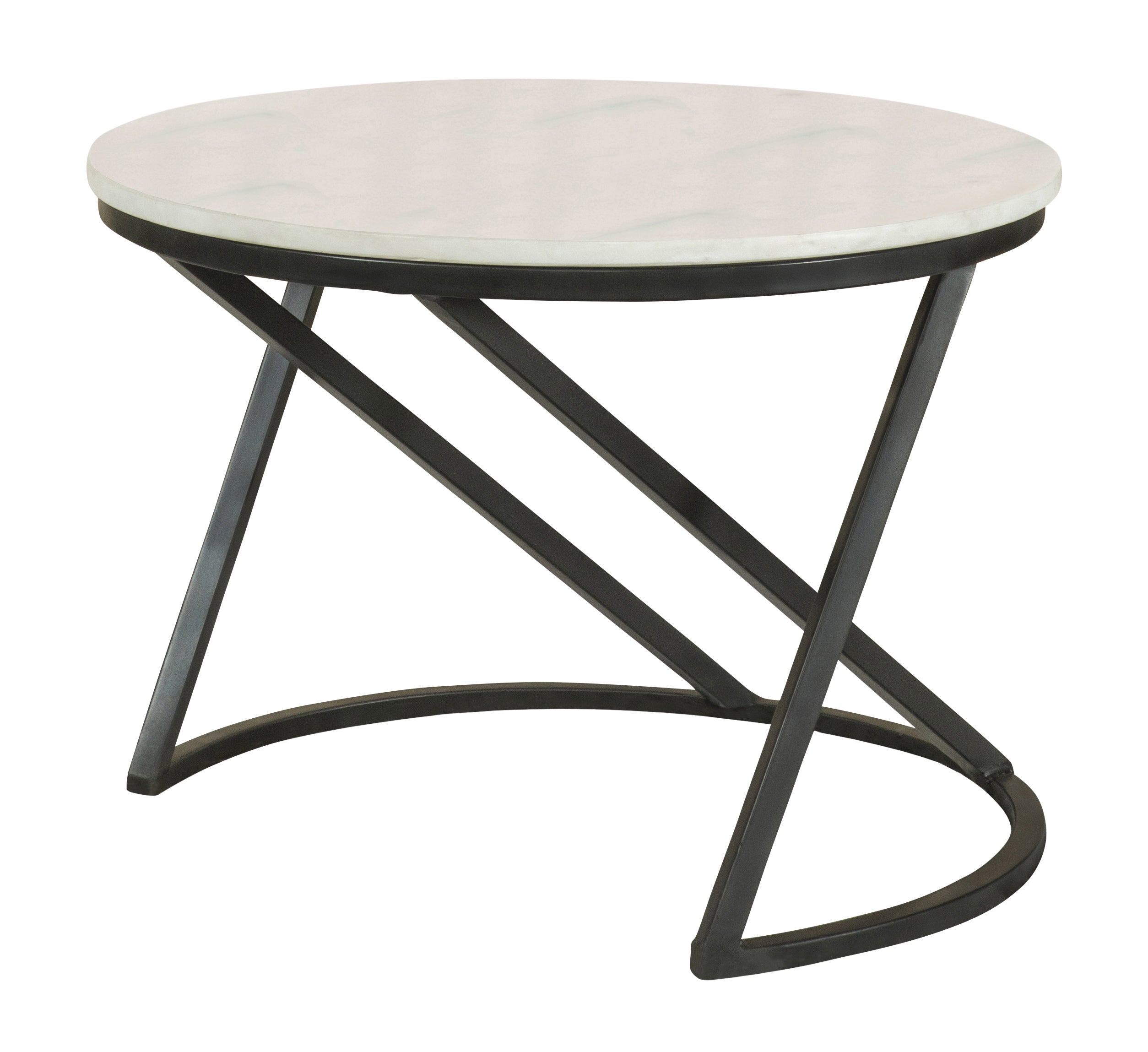 Miguel Round Accent Table with Marble Top White and Black