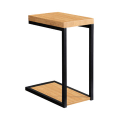 C-Shape Snack Table Black and Golden Oak