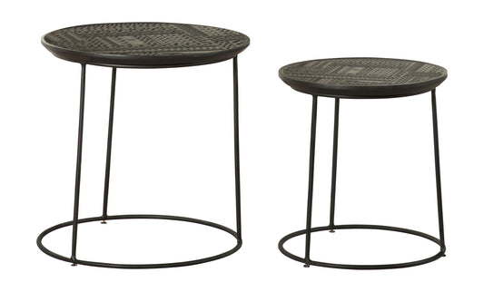 Loannis 2-piece Round Nesting Table Matte Black