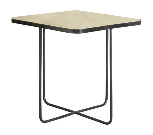 Elyna Square Accent Table Travertine and Black