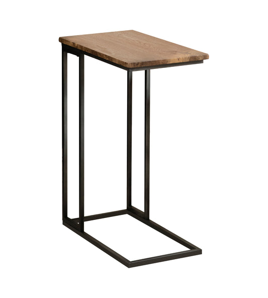 Rudy Snack Table with Power Outlet Gunmetal and Antique Brown