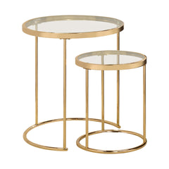 Maylin 2-piece Round Glass Top Nesting Tables Gold