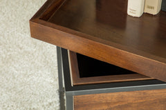 Ondrej Square Accent Table with Removable Top Tray Dark Brown and Gunmetal