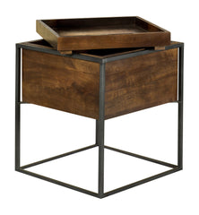 Ondrej Square Accent Table with Removable Top Tray Dark Brown and Gunmetal