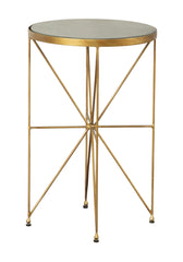 Eliska Round Accent Table with Marble Top Green and Antique Gold