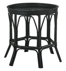 Antonio Round Rattan Tray Top Accent Table Black