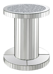 Dorielle Crystal Inlay Round Top Accent Table Mirror