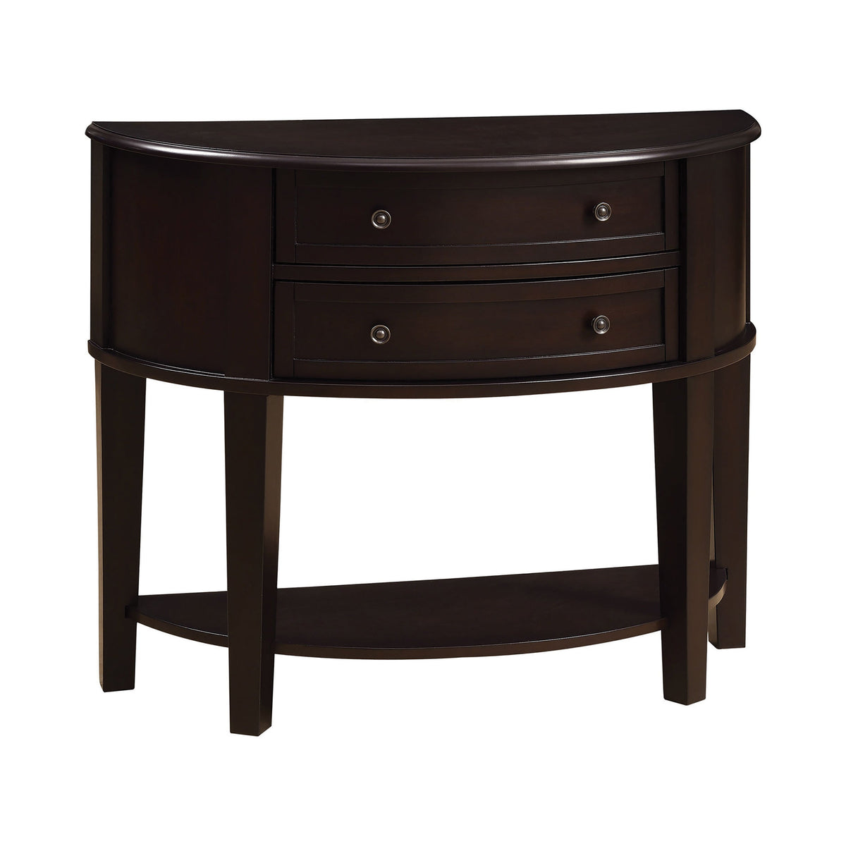 Diane 2-drawer Demilune Shape Console Table Cappuccino