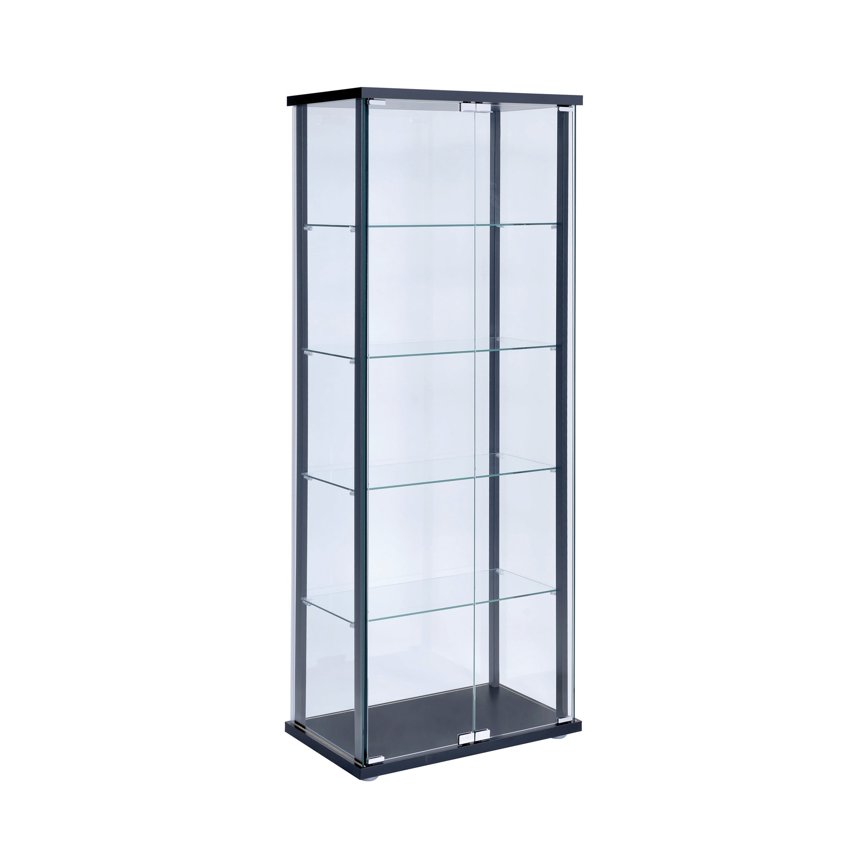 Delphinium 5-shelf Glass Curio Cabinet Black and Clear