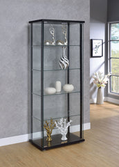 Delphinium 5-shelf Glass Curio Cabinet Black and Clear