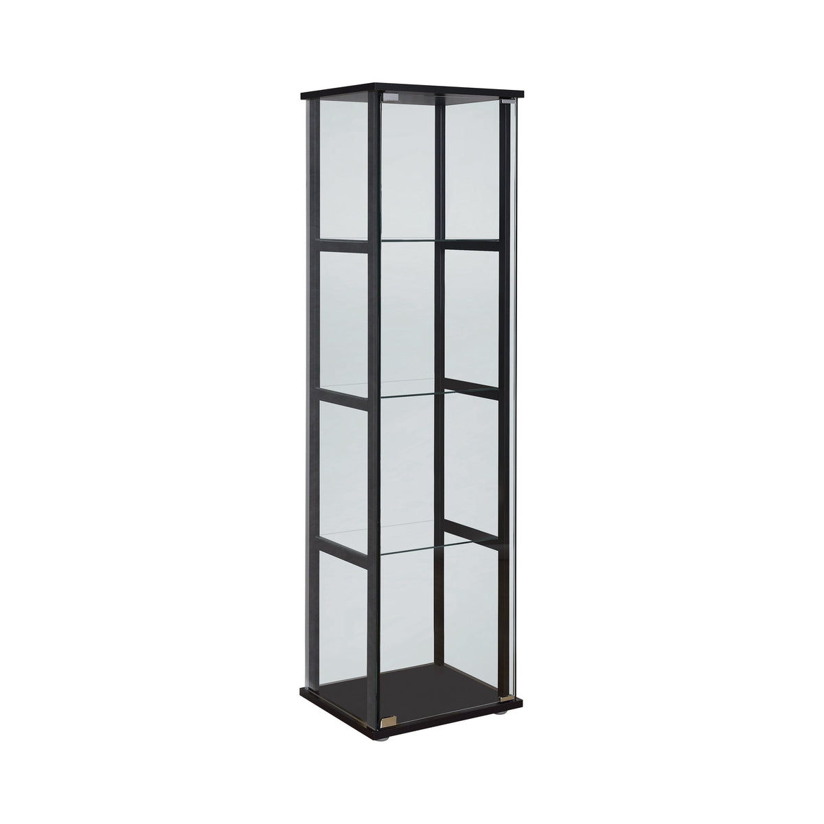 Cyclamen 4-shelf Glass Curio Cabinet Black and Clear