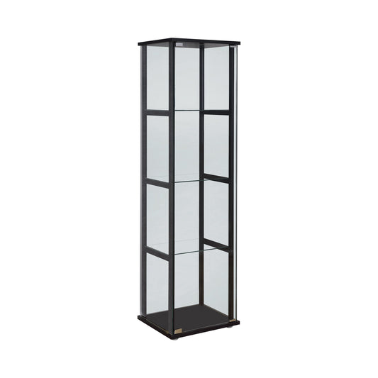 Cyclamen 4-shelf Glass Curio Cabinet Black and Clear