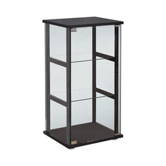 Cyclamen 3-shelf Glass Curio Cabinet Black and Clear