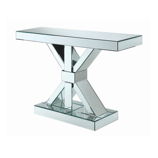 Lurlynn X-shaped Base Console Table Clear Mirror