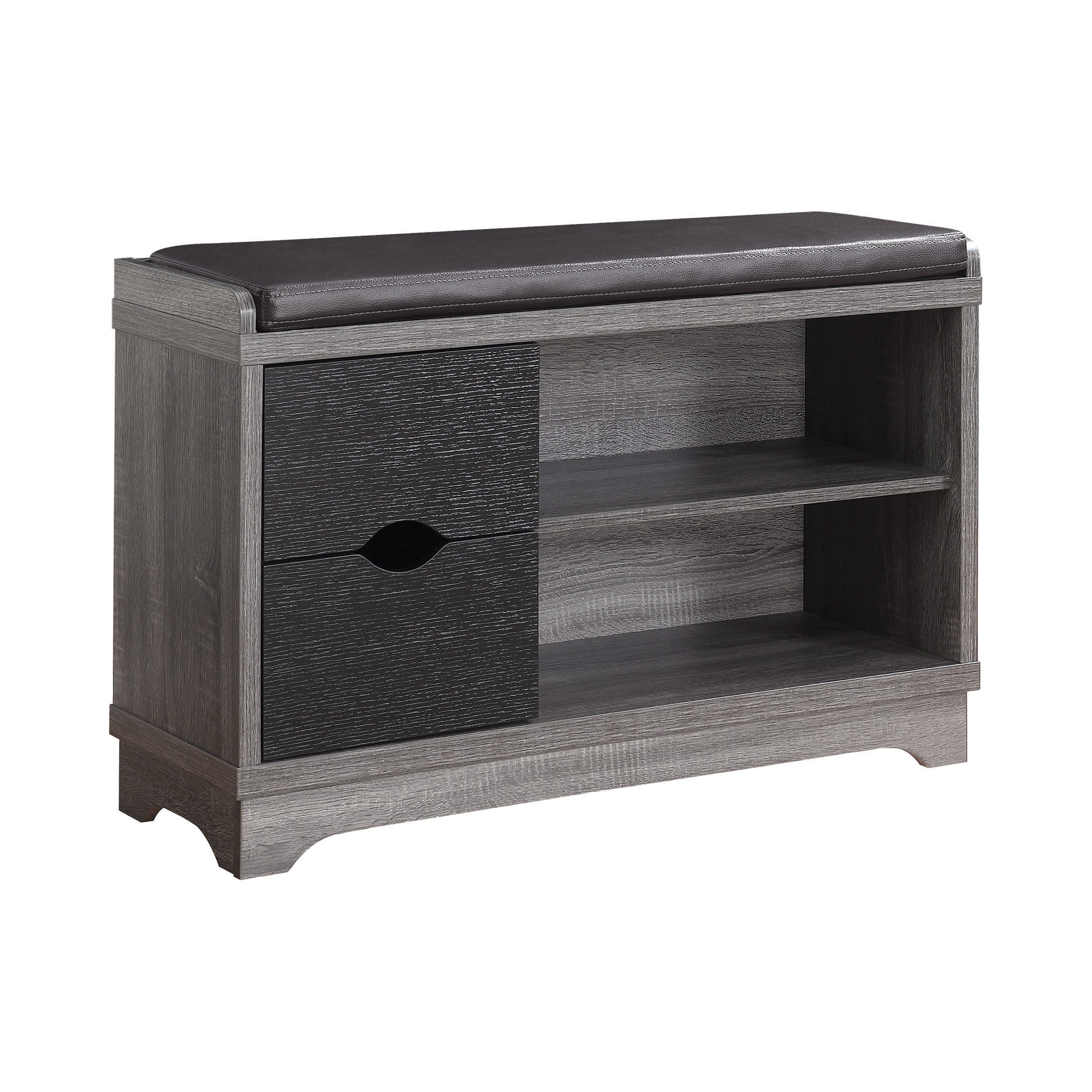 Aylin 2-drawer Storage Bench Medium Brown and Black