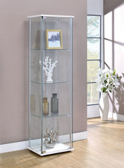 Bellatrix Rectangular 4-shelf Curio Cabinet White and Clear