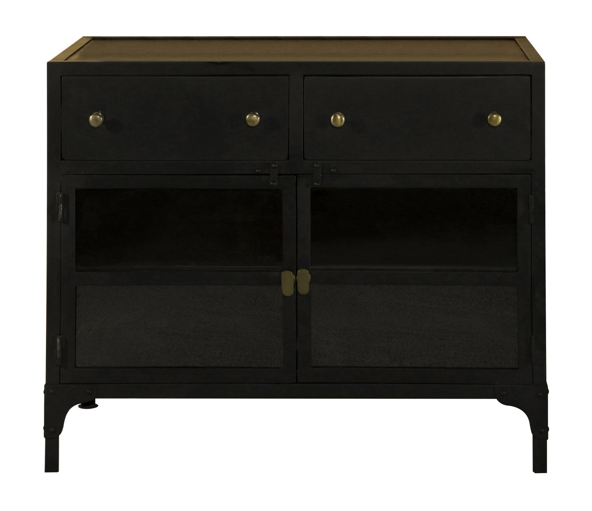 Sadler 2-drawer Accent Cabinet with Glass Doors Black