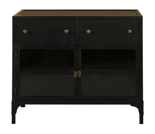 Sadler 2-drawer Accent Cabinet with Glass Doors Black