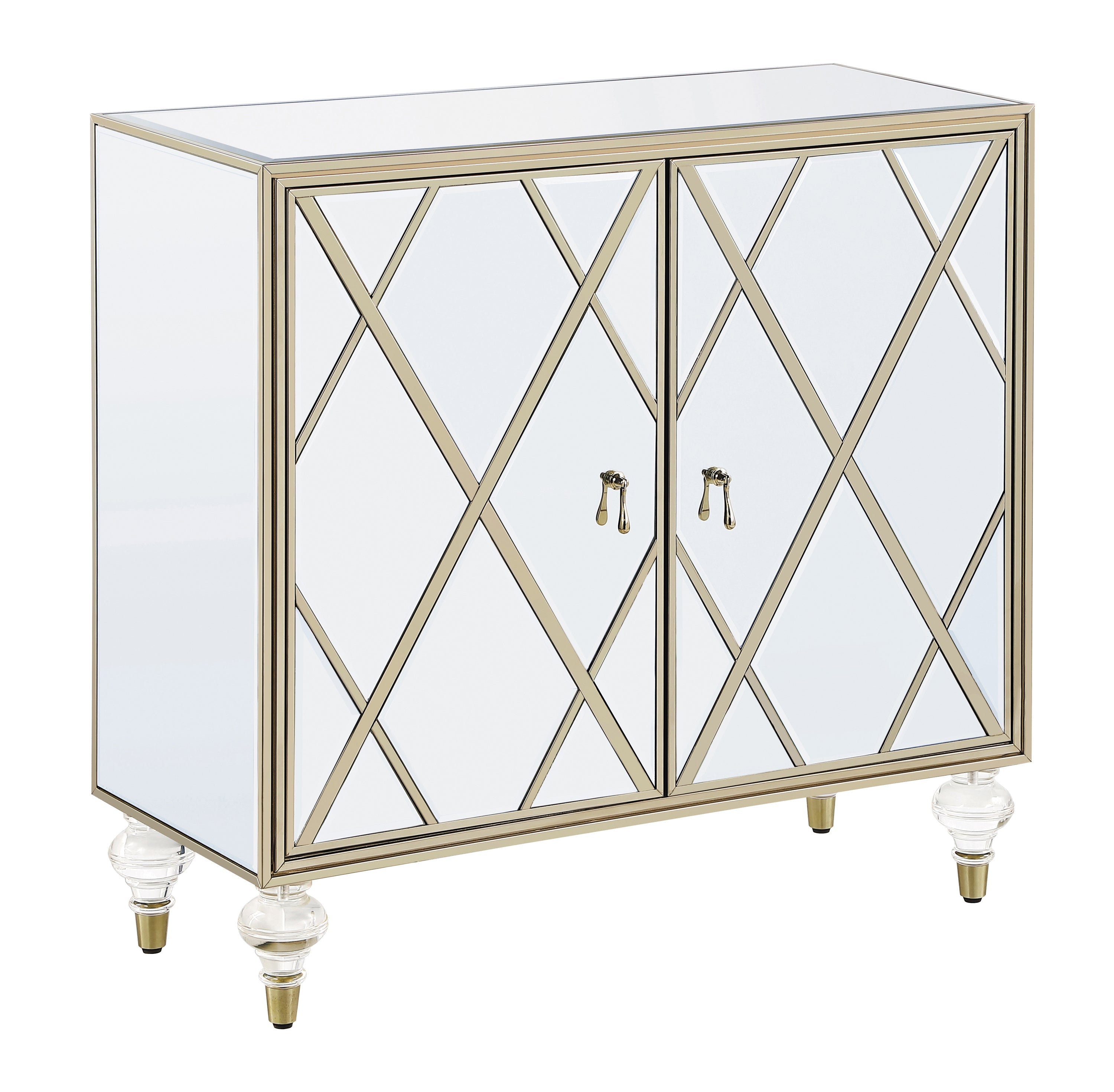 Astilbe 2-door Accent Cabinet Mirror and Champagne