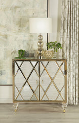 Astilbe 2-door Accent Cabinet Mirror and Champagne