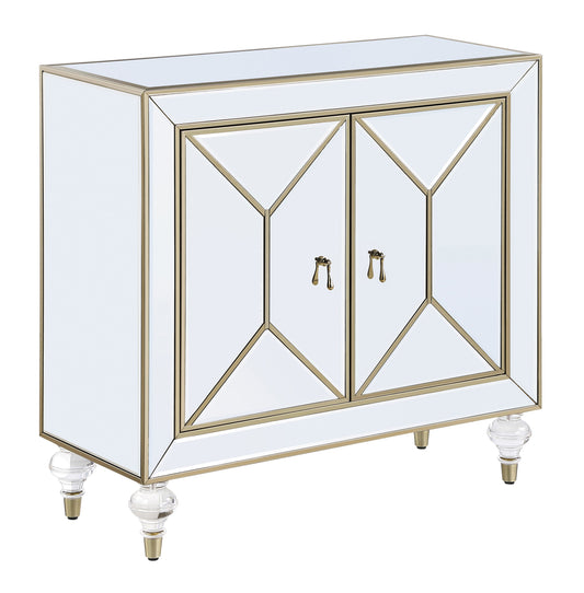 Lupin 2-door Accent Cabinet Mirror and Champagne