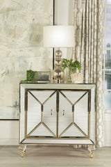 Lupin 2-door Accent Cabinet Mirror and Champagne