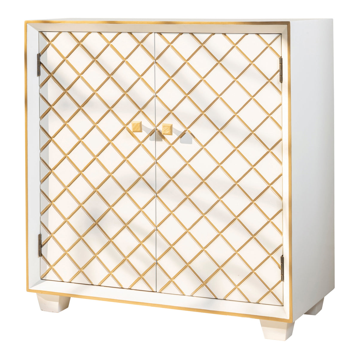 Belinda 2-door Accent Cabinet White and Gold