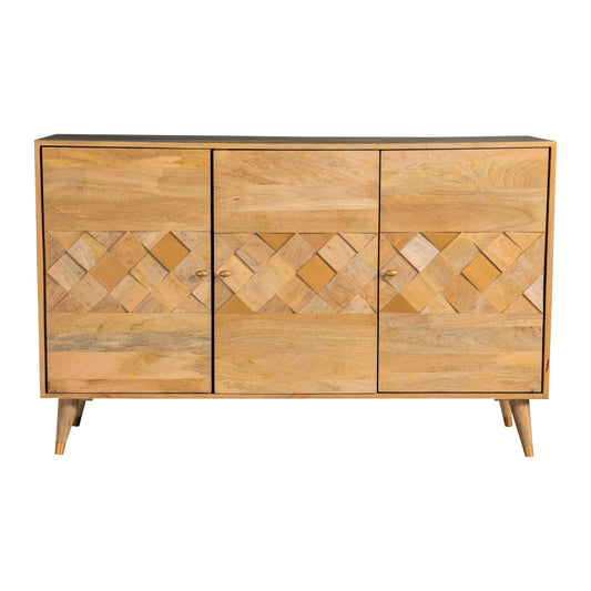 Alyssum Checkered Pattern 3-door Accent Cabinet Natural