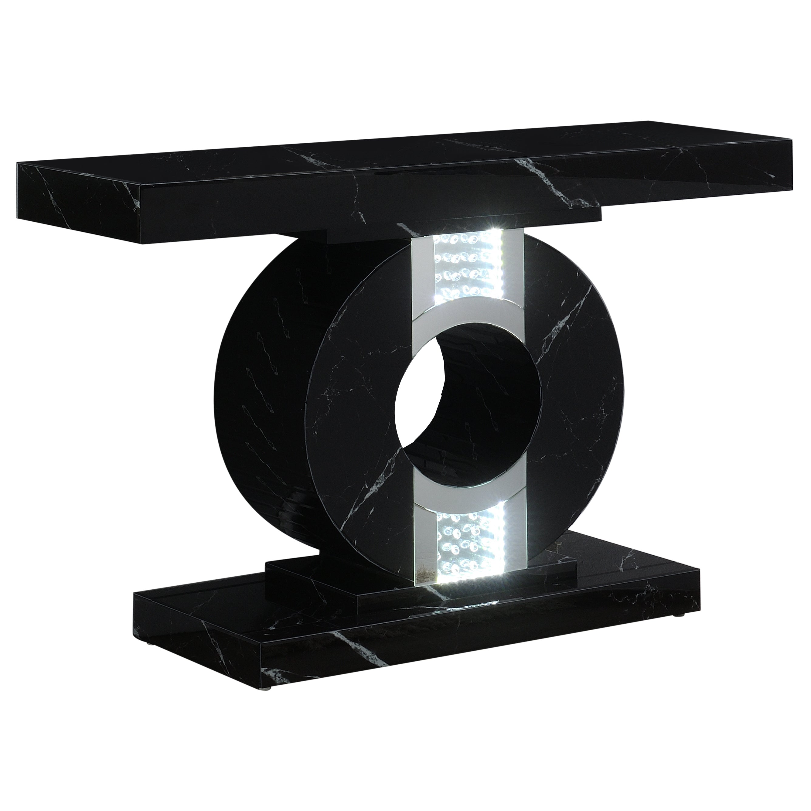 Geometric Console Table with LED Lighting Black