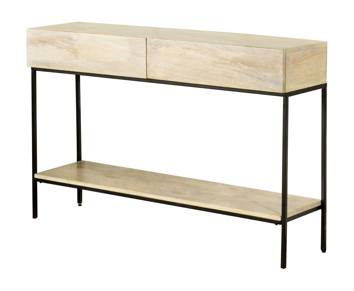 Rubeus 2-drawer Console Table with Open Shelf White Washed