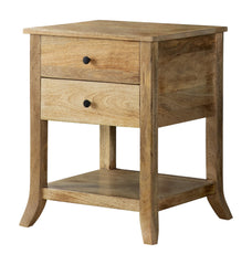 Russo 2-drawer Accent Table with Open Shelf Natural Mango