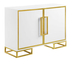 Elsa 2-door Accent Cabinet with Adjustable Shelves White and Gold