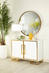 Elsa 2-door Accent Cabinet with Adjustable Shelves White and Gold