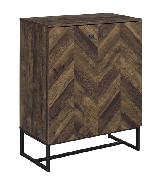 Carolyn 2-door Accent Cabinet Rustic Oak and Gunmetal