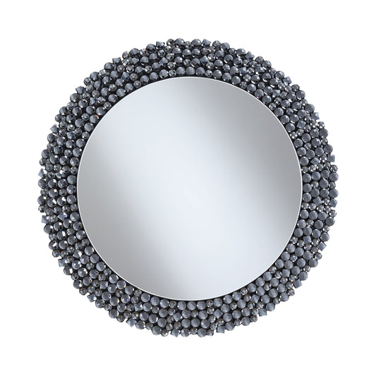 Claudette Round Wall Mirror with Textural Frame Grey